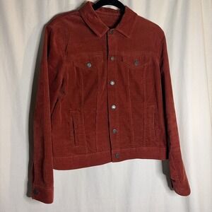 Talbots Large Rust Corduroy Jacket Womens Button Front Elevated Classic Casual L